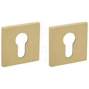 Накладки под цилиндр на тонкой квадратной розетке Tupai 4049 5S Q сатинированная латунь