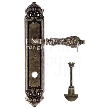 Дверная ручка Extreza 'GRETA' (Грета) 302 на планке PL02 античная бронза (wc)