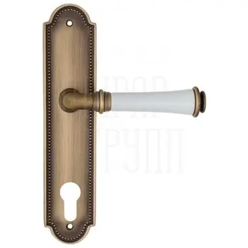 Дверная ручка Fratelli Cattini 'GRACIA CERAMICA BIANCO' на планке PL248 матовая бронза (cyl)