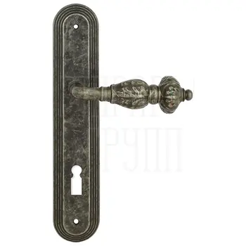 Дверная ручка Extreza 'TESLA' (Тесла) 315 на планке PL05 античное серебро (cab) (KEY)