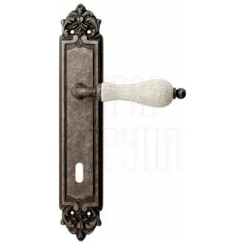 Дверная ручка на планке Melodia 179/229 'Ceramic' + кракелюр античное серебро (key)