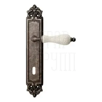 Дверная ручка на планке Melodia 179/229 'Ceramic' + кракелюр античное серебро (key)