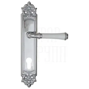 Дверная ручка Fratelli Cattini 'GRACIA CERAMICA BIANCO' на планке PL96 полированный хром (cyl)