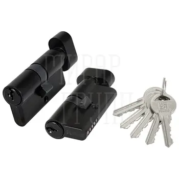Цилиндровый механизм Fuaro (Фуаро) (100 ZM/70) 1000ZMKnob 70 mm (30+10+30) с вертушкой черный