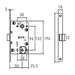 Защелка врезная бесшумная под wc-завертку Archie LP 5112-OL, схема