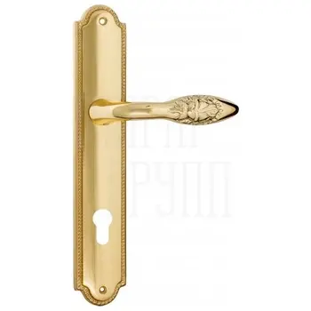 Дверная ручка Venezia 'CASANOVA' на планке PL98 полированная латунь (cyl)
