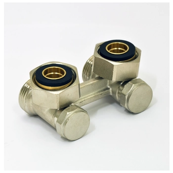 Мультифлекс угловой 50 мм 3/4' НГ х 3/4' НР (сгоны в к-т не входят, арт. 121665) никель