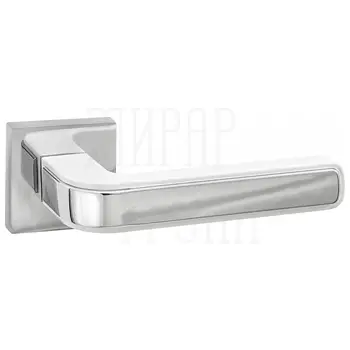 Дверные ручки Puerto (Пуэрто) INAL 539-03 на квадратной розетке матовый белый + полированный хром