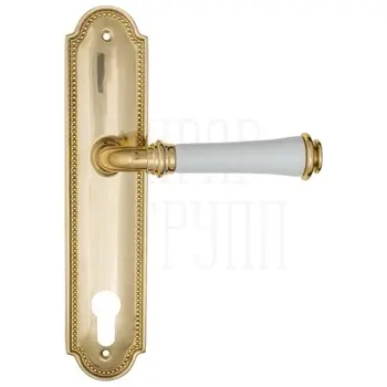Дверная ручка Fratelli Cattini 'GRACIA CERAMICA BIANCO' на планке PL248 полированная латунь (cyl)