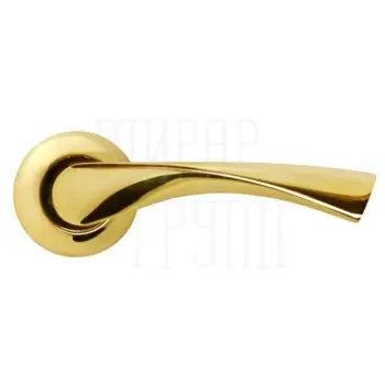 Дверная ручка на круглой розетке RUCETTI RAP 1 полированное золото