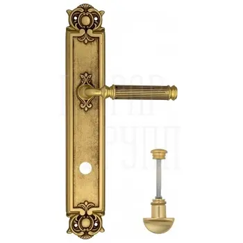Дверная ручка Venezia 'MOSCA' на планке PL97 французское золото + коричн. (wc)