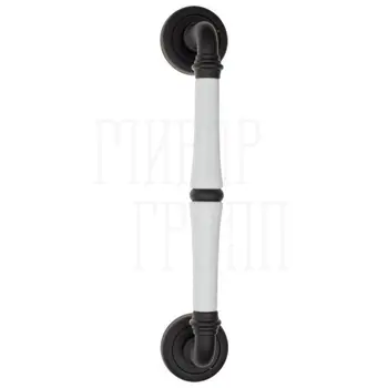 Дверная ручка-скоба Fratelli Cattini 'GRACIA CERAMICA BIANCO' 300мм (250мм) D1P матовый черный + керамика