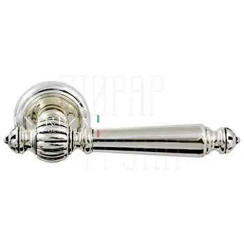 Дверная ручка Extreza 'DANIEL' (Даниел) 308 на круглой розетке R01 натуральное серебро + черный