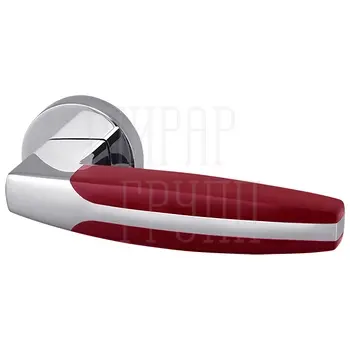 Ручка раздельная на круглой розетке Armadillo 'ARC' URB2 хром + бордовый