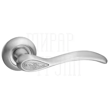 Дверные ручки Renz (Ренц) 'Флория' INDH 17-08 на круглой розетке матовый никель